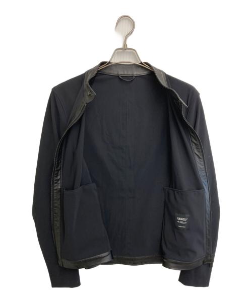 EMMETI（エンメティ）EMMETI (エンメティ) ナイロン切替ラムレザージャケット ブラック サイズ:48の古着・服飾アイテム