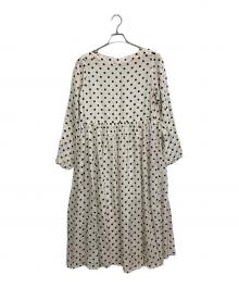 house of lotus（ハウスオブロータス）の古着「シルクハブタエドットギャザーワンピース」｜ベージュ