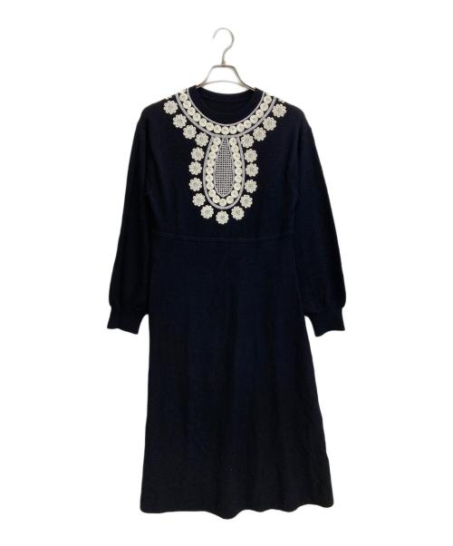GRACE CONTINENTAL（グレースコンチネンタル）GRACE CONTINENTAL (（グレースコンチネンタル) エスニック刺繍ニットワンピース ブラック サイズ:36 未使用品の古着・服飾アイテム
