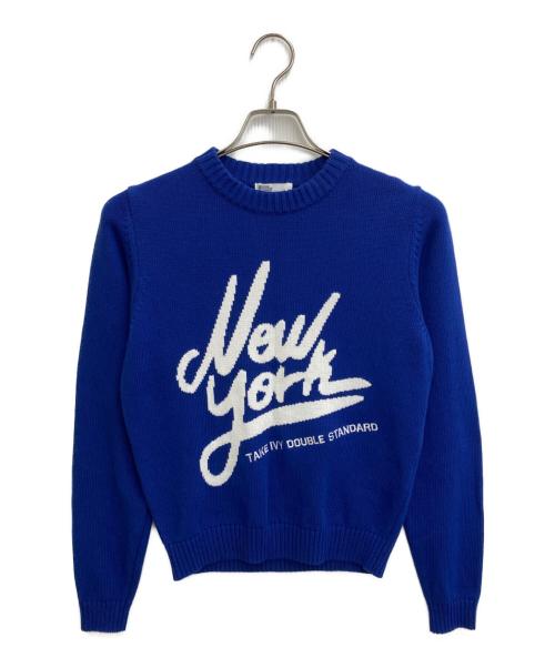 DOUBLE STANDARD（ダブルスタンダード）DOUBLE STANDARD (ダブルスタンダード) インターシャニットロゴプルオーバー ブルー サイズ:SIZE M (38)の古着・服飾アイテム
