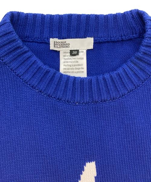 DOUBLE STANDARD（ダブルスタンダード）DOUBLE STANDARD (ダブルスタンダード) インターシャニットロゴプルオーバー ブルー サイズ:SIZE M (38)の古着・服飾アイテム