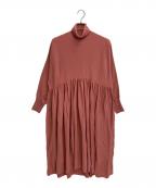 Curensologyカレンソロジー）の古着「ウールハイネックギャザーワンピース」｜ピンク