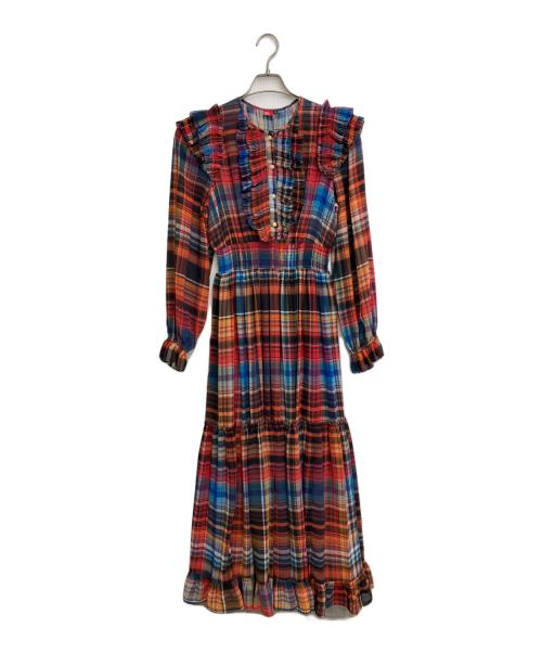 DOUBLE STANDARD（ダブルスタンダード）DOUBLE STANDARD (ダブルスタンダード) チェックシフォンマキシワンピース マルチカラー サイズ:38の古着・服飾アイテム