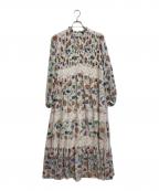 GRACE CONTINENTAL（グレースコンチネンタル）の古着「サラサプリントティアードワンピース」｜アイボリー