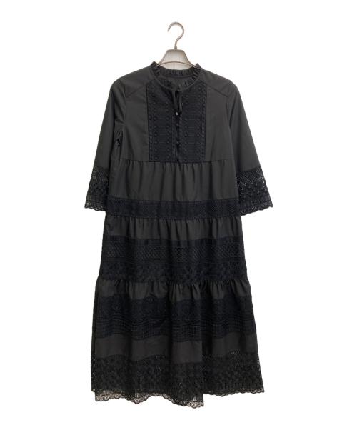 GRACE CONTINENTAL（グレースコンチネンタル）GRACE CONTINENTAL (（グレースコンチネンタル) レースコンビワンピース ブラック サイズ:SIZE S (36) 未使用品の古着・服飾アイテム