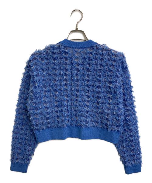 GRACE CONTINENTAL（（グレースコンチネンタル）GRACE CONTINENTAL (（グレースコンチネンタル) フリンジニットzipカーディガン スカイブルー サイズ:SIZE S (36)の古着・服飾アイテム