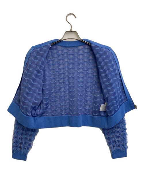 GRACE CONTINENTAL（（グレースコンチネンタル）GRACE CONTINENTAL (（グレースコンチネンタル) フリンジニットzipカーディガン スカイブルー サイズ:SIZE S (36)の古着・服飾アイテム
