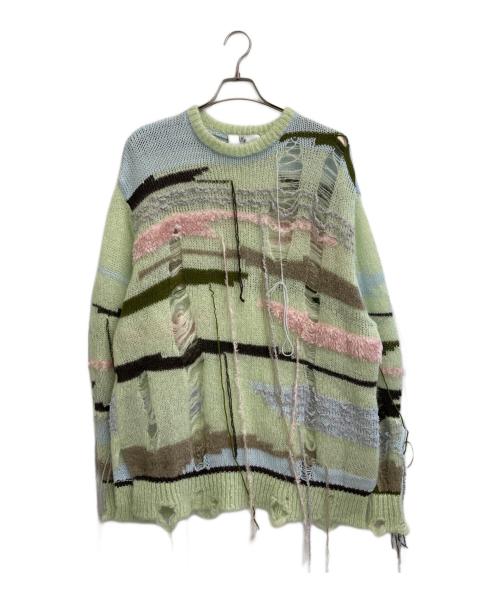 rurumu（ルルムウ）rurumu (ルルムウ) ダメージニット グリーン サイズ:SIZE Lの古着・服飾アイテム