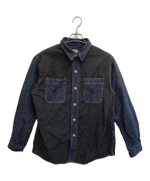 KOJIMA GENES（コジマジーンズ）KOJIMA GENES (コジマジーンズ) 富士金梅ダックコンボシャツ ネイビー×ブラック サイズ:SIZE XLの古着・服飾アイテム