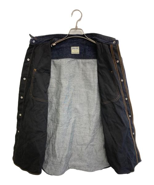 KOJIMA GENES（コジマジーンズ）KOJIMA GENES (コジマジーンズ) 富士金梅ダックコンボシャツ ネイビー×ブラック サイズ:SIZE XLの古着・服飾アイテム