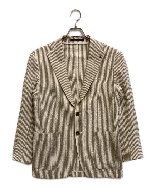 TAGLIATORE（タリアトーレ）TAGLIATORE (タリアトーレ) コットンストレッチシアサッカーソリッド2Bジャケット アイボリー サイズ:46の古着・服飾アイテム