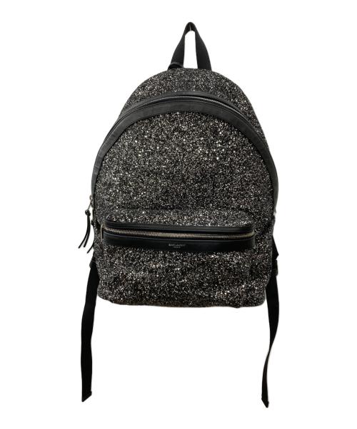 Saint Laurent Paris（サンローランパリ）Saint Laurent Paris (サンローランパリ) Mini City Glitter Backpack シルバー×ブラックの古着・服飾アイテム
