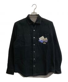 LACOSTE（ラコステ）の古着「ダンガリー×ソリッドツイルのリバーシブルシャツ」｜ブラック