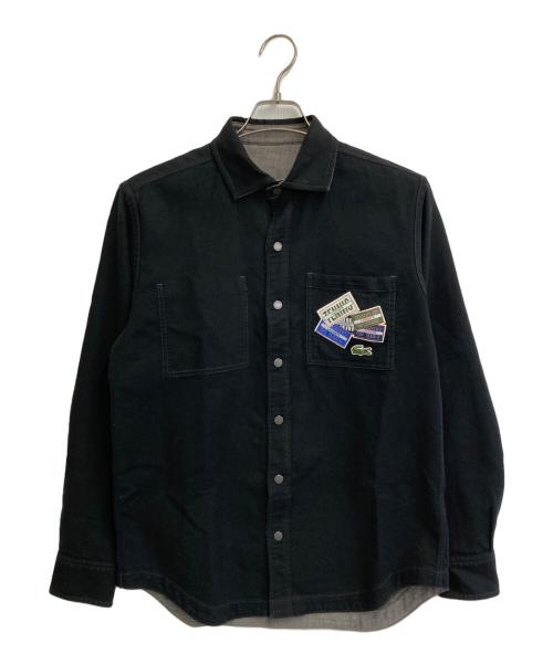 LACOSTE（ラコステ）LACOSTE (ラコステ) ダンガリー×ソリッドツイルのリバーシブルシャツ ブラック サイズ:SIZE Mの古着・服飾アイテム