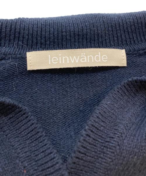 LEINWANDE（ラインヴァンド）LEINWANDE (ラインヴァンド) Textured Ruffle Sleeve Polo ネイビー×ベージュ サイズ:SIZE Freeの古着・服飾アイテム