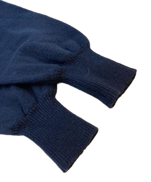 LEINWANDE（ラインヴァンド）LEINWANDE (ラインヴァンド) Textured Ruffle Sleeve Polo ネイビー×ベージュ サイズ:SIZE Freeの古着・服飾アイテム