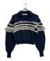 LEINWANDE（ラインヴァンド）の古着「Textured Ruffle Sleeve Polo」｜ネイビー×ベージュ