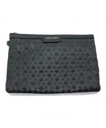 JIMMY CHOO（ジミーチュウ）の古着「エンボスレザークラッチバッグ」｜ブラック