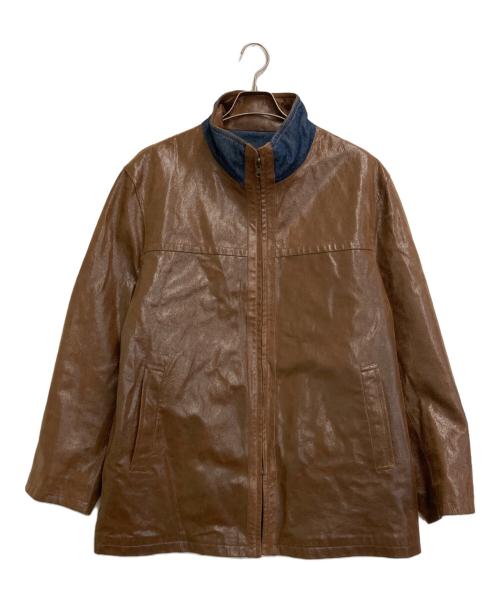 BALMAIN（バルマン）BALMAIN (バルマン) デニム×ピッグレザー リバーシブルジャケット インディゴ×ブラウン サイズ:SIZE LLの古着・服飾アイテム