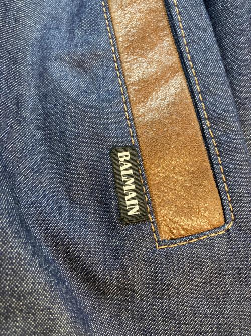 BALMAIN（バルマン）BALMAIN (バルマン) デニム×ピッグレザー リバーシブルジャケット インディゴ×ブラウン サイズ:SIZE LLの古着・服飾アイテム