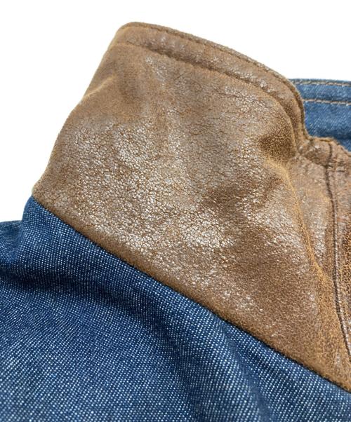 BALMAIN（バルマン）BALMAIN (バルマン) デニム×ピッグレザー リバーシブルジャケット インディゴ×ブラウン サイズ:SIZE LLの古着・服飾アイテム