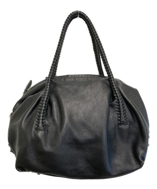 Salvatore Ferragamo（サルヴァトーレ フェラガモ）Salvatore Ferragamo (サルヴァトーレ フェラガモ) 編み込みレザーハンドバッグ ブラックの古着・服飾アイテム