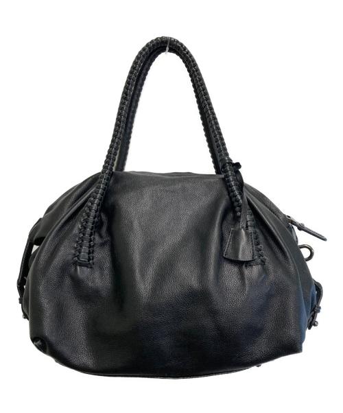 Salvatore Ferragamo（サルヴァトーレ フェラガモ）Salvatore Ferragamo (サルヴァトーレ フェラガモ) 編み込みレザーハンドバッグ ブラックの古着・服飾アイテム
