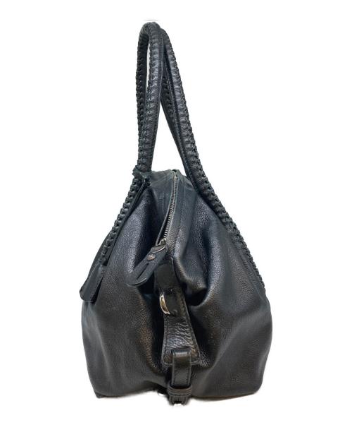 Salvatore Ferragamo（サルヴァトーレ フェラガモ）Salvatore Ferragamo (サルヴァトーレ フェラガモ) 編み込みレザーハンドバッグ ブラックの古着・服飾アイテム