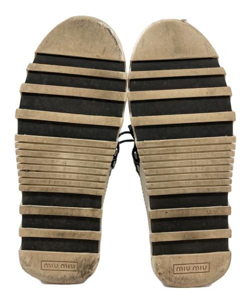 MIU MIU（ミュウミュウ）MIU MIU (ミュウミュウ) グリッターシューズ シルバー×ブラック サイズ:SIZE 38の古着・服飾アイテム