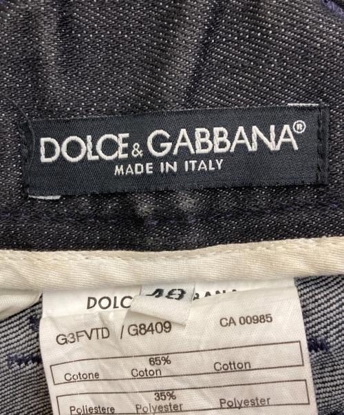 DOLCE & GABBANA（ドルチェ＆ガッバーナ）DOLCE & GABBANA (ドルチェ＆ガッバーナ) サイドラインロゴプレートデニムパンツ ブラック サイズ:48の古着・服飾アイテム