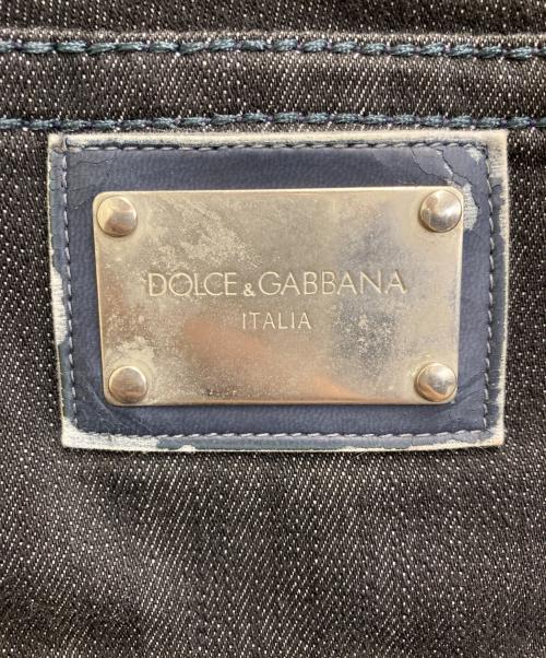 DOLCE & GABBANA（ドルチェ＆ガッバーナ）DOLCE & GABBANA (ドルチェ＆ガッバーナ) サイドラインロゴプレートデニムパンツ ブラック サイズ:48の古着・服飾アイテム