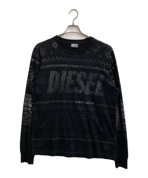 DIESEL（ディーゼル）DIESEL (ディーゼル) L/Sプリントカットソー ブラック サイズ:Lの古着・服飾アイテム
