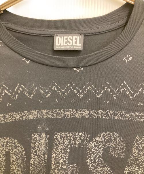 DIESEL（ディーゼル）DIESEL (ディーゼル) L/Sプリントカットソー ブラック サイズ:Lの古着・服飾アイテム