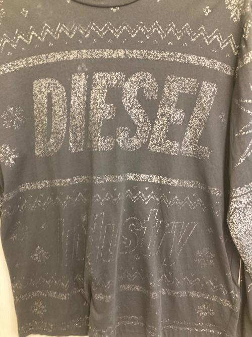 DIESEL（ディーゼル）DIESEL (ディーゼル) L/Sプリントカットソー ブラック サイズ:Lの古着・服飾アイテム