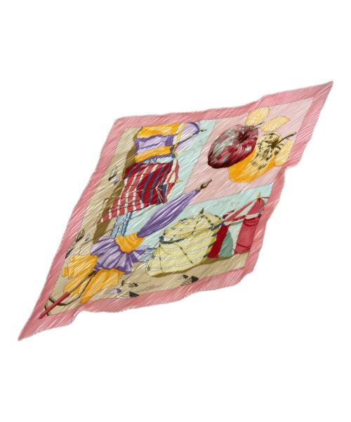 HERMES（エルメス）HERMES (エルメス) カレ90 プリーツシルクスカーフ ピンクの古着・服飾アイテム