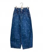 Lily Brown×MARY QUANTリリーブラウン×マリークヮント）の古着「デイジー柄ワイドデニムパンツ」｜ブルー