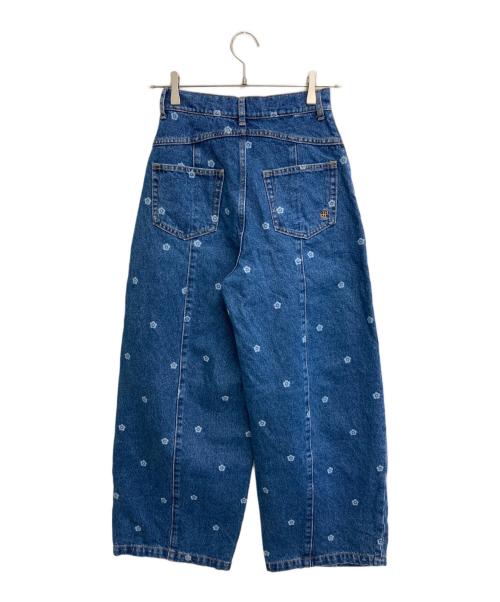 Lily Brown（リリーブラウン）Lily Brown (リリーブラウン) MARY QUANT (マリークヮント) デイジー柄ワイドデニムパンツ ブルー サイズ:０の古着・服飾アイテム