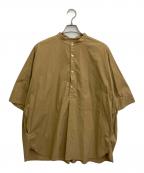 Graphpaperグラフペーパー）の古着「Stretch Typewriter Stand Collar Short Yoke Sleeve Shirt」｜ベージュ