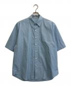 AURALEEオーラリー）の古着「WASHED FINX TWILL BIG HALF SLEEVED SHIRT」｜スカイブルー