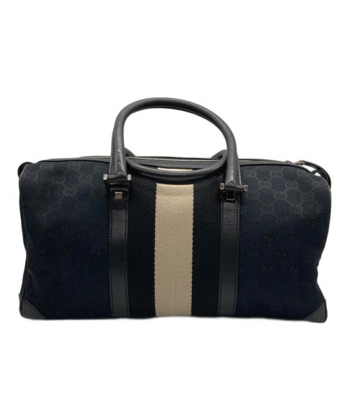 GUCCI（グッチ）GUCCI (グッチ) GGキャンバス ボストンバッグ ブラックの古着・服飾アイテム