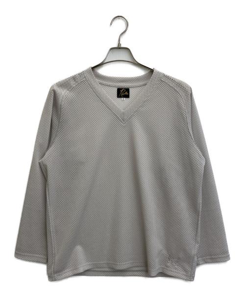 Needles（ニードルズ）Needles (ニードルズ) L/S V-Neck Tee - Raschel Lace グレー サイズ:SIZE Sの古着・服飾アイテム