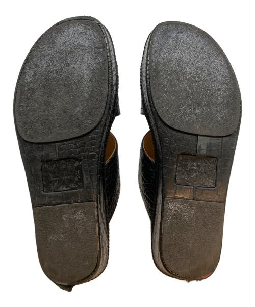 JIMMY CHOO（ジミーチュウ）JIMMY CHOO (ジミーチュウ) クロコ型押しレザーサンダル ブラック サイズ:SIZE 42の古着・服飾アイテム