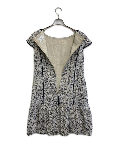 FOXEY（フォクシー）FOXEY (フォクシー) バルーンスカートツイードワンピース アイボリー×ネイビー サイズ:SIZE 40の古着・服飾アイテム