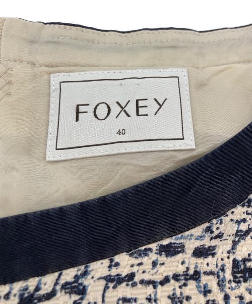 FOXEY（フォクシー）FOXEY (フォクシー) バルーンスカートツイードワンピース アイボリー×ネイビー サイズ:SIZE 40の古着・服飾アイテム