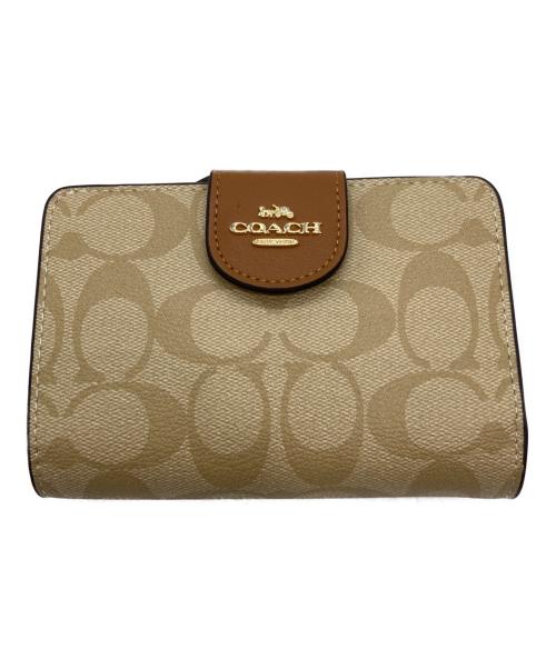 COACH（コーチ）COACH (コーチ) ミディアム コーナー ジップ ウォレット シグネチャー キャンバス ブラウンの古着・服飾アイテム