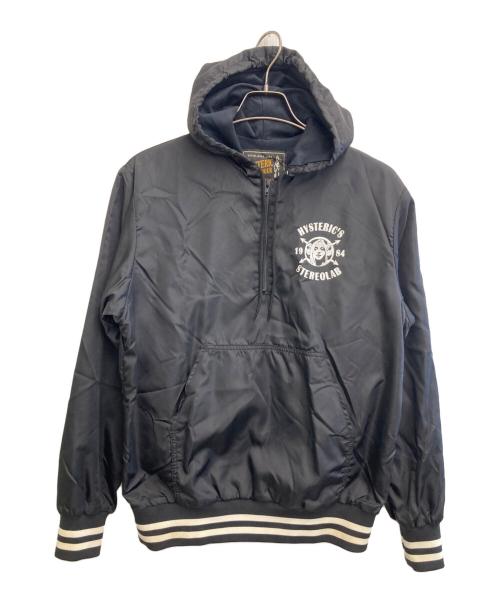 Hysteric Glamour（ヒステリックグラマー）Hysteric Glamour (ヒステリックグラマー) ナイロンハーフジップパーカー ブラック サイズ:Mの古着・服飾アイテム