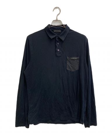 中古・古着通販】PRADA (プラダ) L/Sポロシャツ ブラック サイズ:SIZE