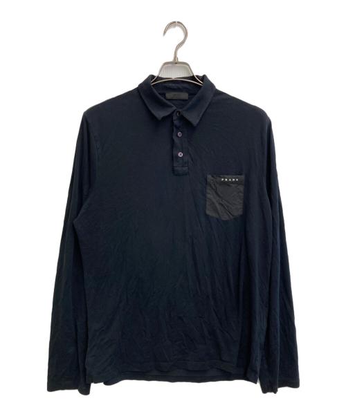 PRADA（プラダ）PRADA (プラダ) L/Sポロシャツ ブラック サイズ:SIZE Lの古着・服飾アイテム