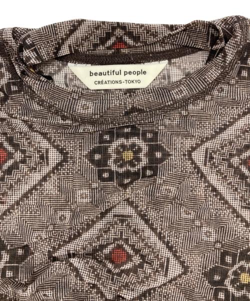 beautiful people（ビューティフルピープル）beautiful people (ビューティフルピープル) ツムギプリントハイネックトップス ブラウン サイズ:38の古着・服飾アイテム