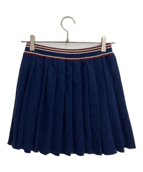 MIU MIU（ミュウミュウ）MIU MIU (ミュウミュウ) カシミヤウールプリーツミニスカート ネイビー サイズ:SIZE 40の古着・服飾アイテム